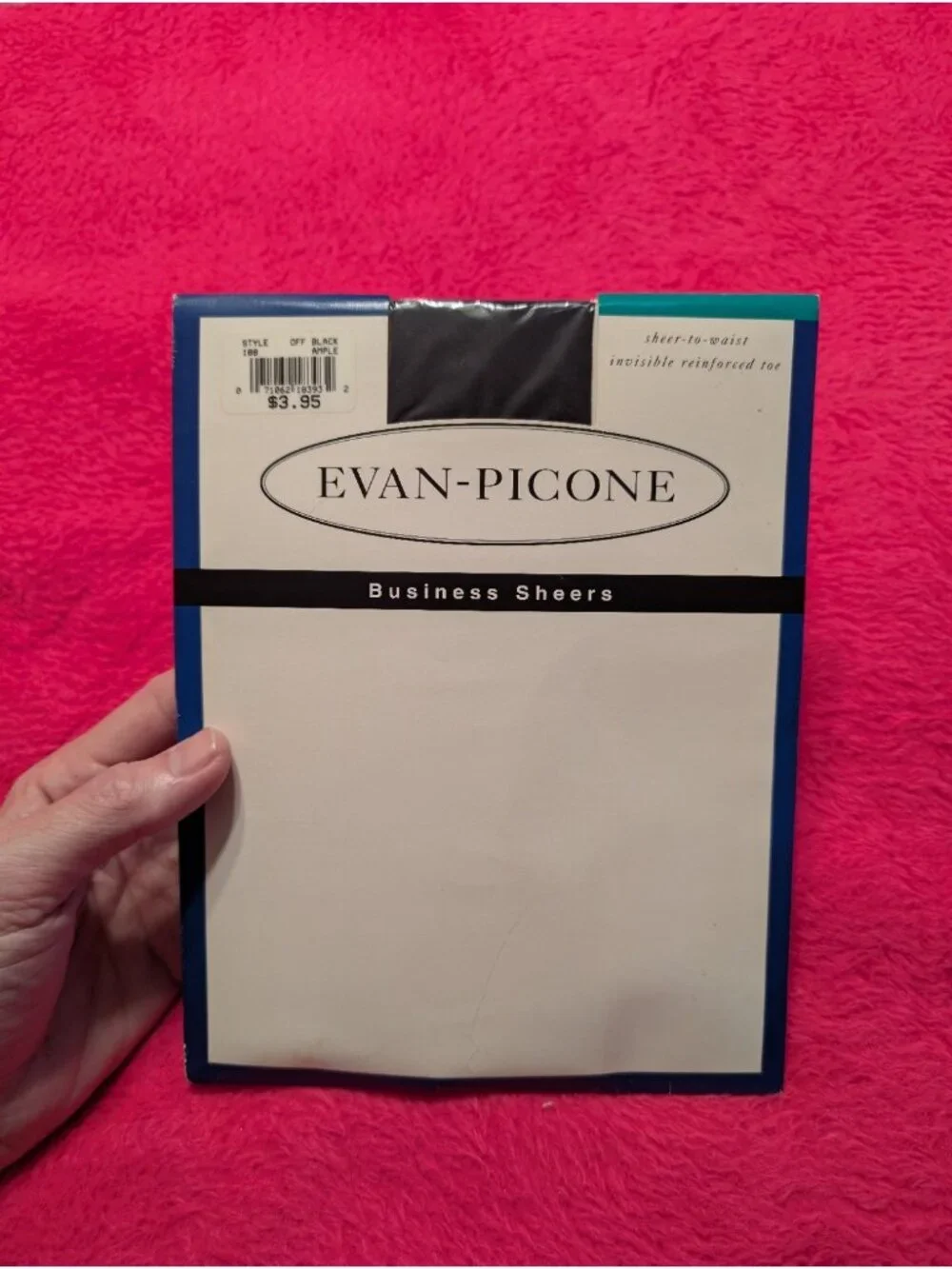 Vintage Evan Picone Business Sheers Pantyhose Off Black Ample NOS Retro Hosiery